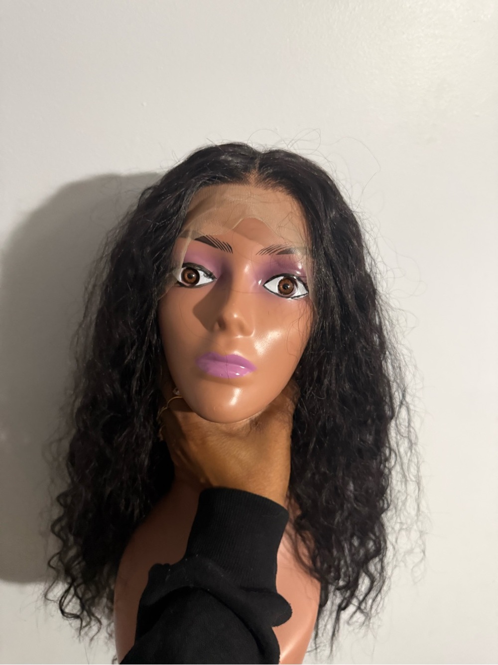 Black Curly Lace Front Women's Hair Wig - Natural Black